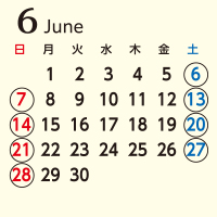 2026年6月営業日カレンダー